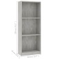 vidaXL Bücherregal 3 Fächer Betongrau 40x24x109 cm Holzwerkstoff vidaXL Bücherregal 3 Fächer Betongrau 40x24x109 cm Holzwerkstoff