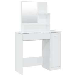 Schminktisch mit Spiegel Hochglanz-Weiß 86,5x35x136 cm