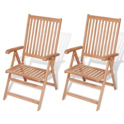 vidaXL Verstellbare Gartenstühle 2 Stk. Massivholz Teak