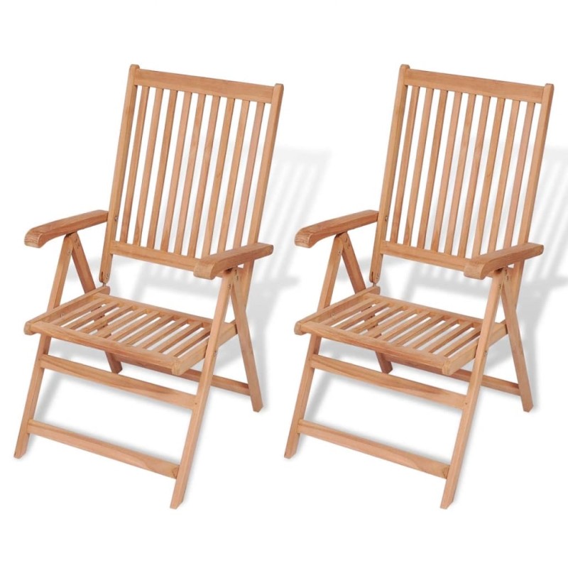 vidaXL Verstellbare Gartenstühle 2 Stk. Massivholz Teak vidaXL Verstellbare Gartenstühle 2 Stk. Massivholz Teak