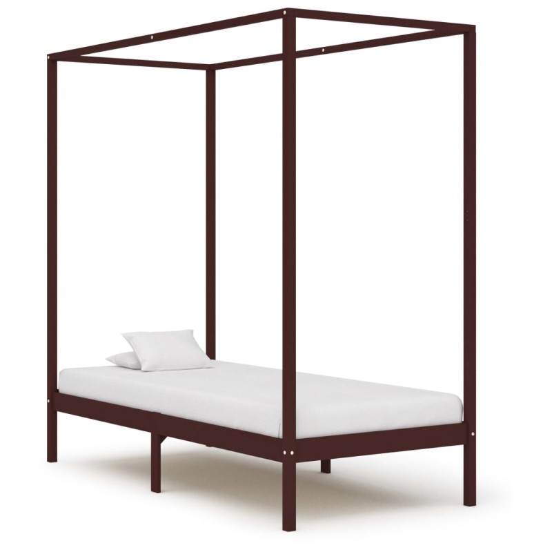 Himmelbett-Gestell Dunkelbraun Massivholz Kiefer 90 x 200 cm Himmelbett-Gestell Dunkelbraun Massivholz Kiefer 90 x 200 cm