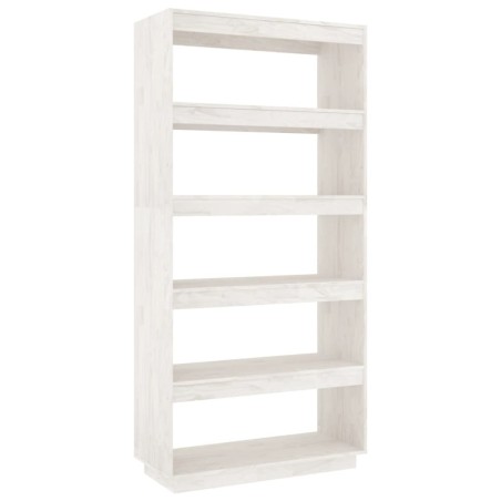 vidaXL Bücherregal/Raumteiler Weiß 80x35x167 cm Massivholz Kiefer