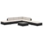 8-tlg. Garten-Lounge-Set mit Auflagen Poly Rattan Schwarz 8-tlg. Garten-Lounge-Set mit Auflagen Poly Rattan Schwarz