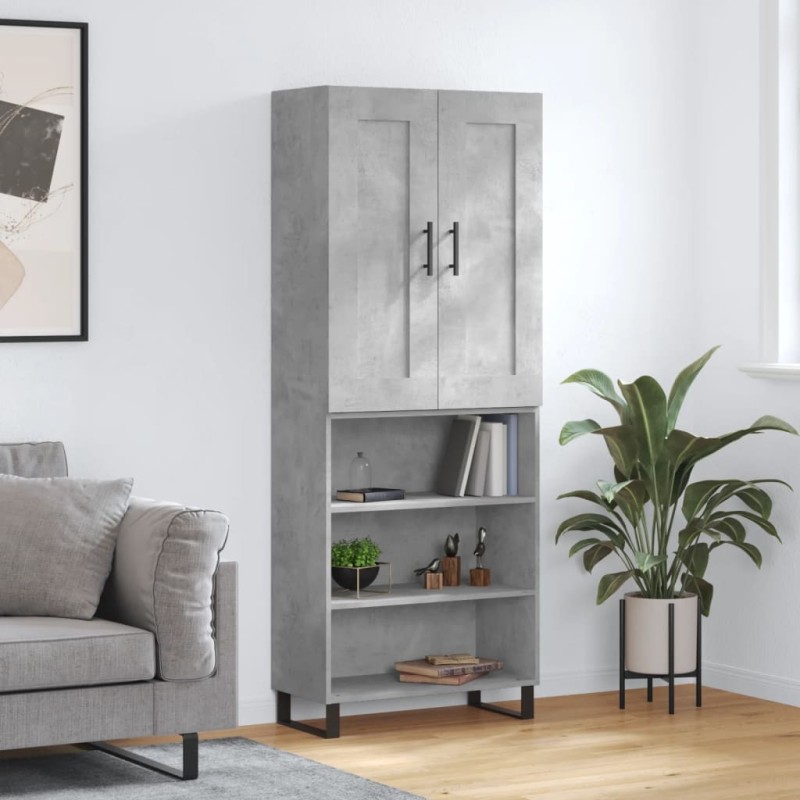 Highboard Betongrau 69,5x34x180 cm Holzwerkstoff Highboard Betongrau 69,5x34x180 cm Holzwerkstoff