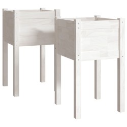 vidaXL Pflanzkübel 2 Stk. Weiß 40x40x70 cm Massivholz Kiefer