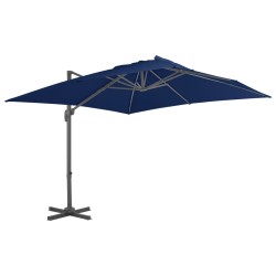 Ampelschirm mit Aluminium-Mast 3 x 3 m Azurblau