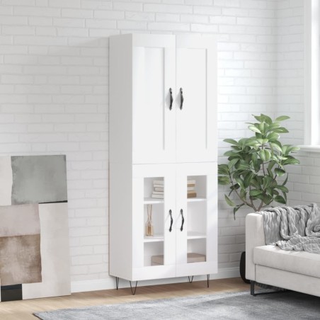 Highboard Hochglanz-Weiß 69,5x34x180 cm Holzwerkstoff