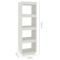 Bücherregal/Raumteiler Weiß 40x35x135 cm Massivholz Kiefer Bücherregal/Raumteiler Weiß 40x35x135 cm Massivholz Kiefer