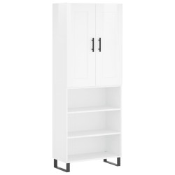 Highboard Hochglanz-Weiß 69,5x34x180 cm Holzwerkstoff