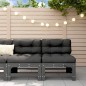 Mittelsofas mit Kissen 2 Stk. Grau Massivholz Kiefer Mittelsofas mit Kissen 2 Stk. Grau Massivholz Kiefer