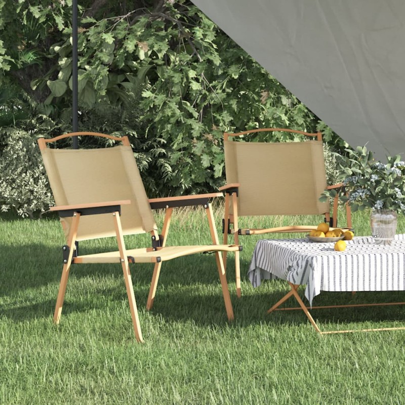 Campingstühle 2 Stk. Beige 54x55x78 cm Oxford-Gewebe Campingstühle 2 Stk. Beige 54x55x78 cm Oxford-Gewebe
