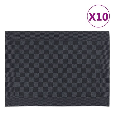 Geschirrtücher 10 Stk. Schwarz und Grau 50x70 cm Baumwolle
