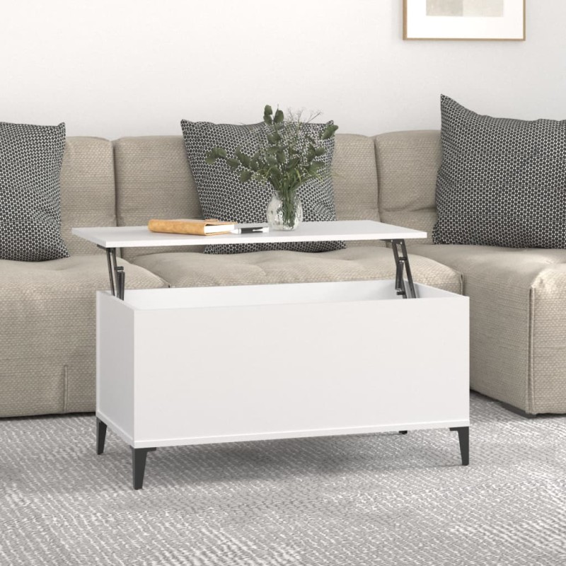 Couchtisch Weiß 90x44,5x45 cm Holzwerkstoff Couchtisch Weiß 90x44,5x45 cm Holzwerkstoff
