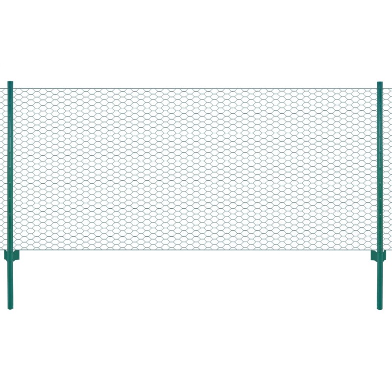 Maschendrahtzaun mit Pfosten Stahl 25 x 1 m Grün Maschendrahtzaun mit Pfosten Stahl 25 x 1 m Grün