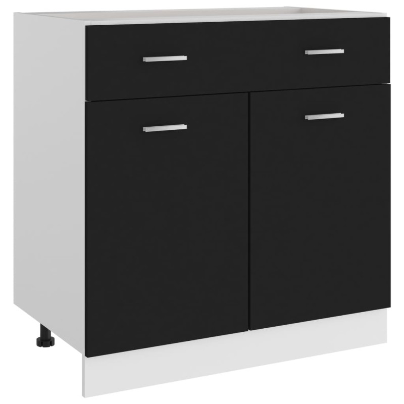 Schubunterschrank Schwarz 80x46x81,5 cm Holzwerkstoff Schubunterschrank Schwarz 80x46x81,5 cm Holzwerkstoff