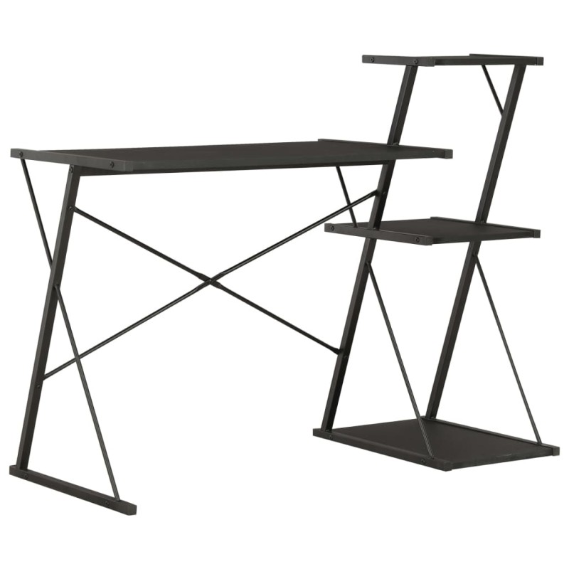 vidaXL Schreibtisch mit Regal Schwarz 116×50×93 cm vidaXL Schreibtisch mit Regal Schwarz 116×50×93 cm