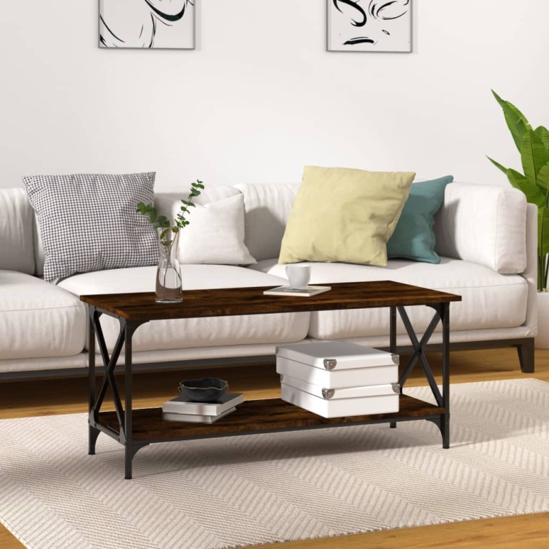 Couchtisch Räuchereiche 100x45x45 cm Holzwerkstoff und Eisen Couchtisch Räuchereiche 100x45x45 cm Holzwerkstoff und Eisen