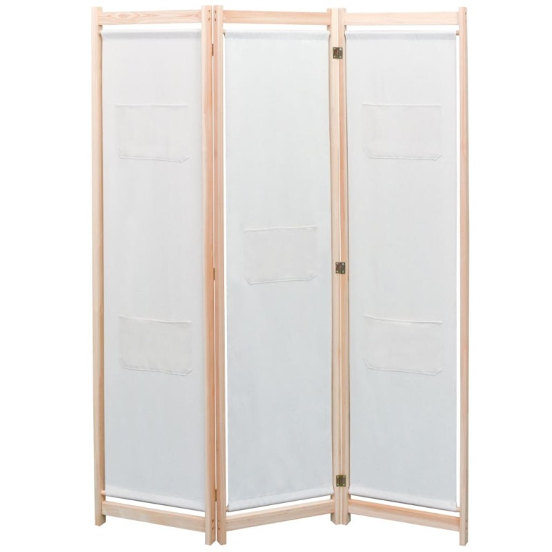 vidaXL 3-teiliger Raumteiler Creme 120 x 170 x 4 cm Stoff vidaXL 3-teiliger Raumteiler Creme 120 x 170 x 4 cm Stoff
