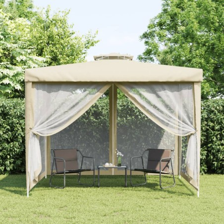 vidaXL Pavillon mit Doppeldach Creme 3x3x2,68 m Stoff