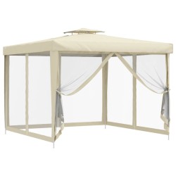 vidaXL Pavillon mit Doppeldach Creme 3x3x2,68 m Stoff
