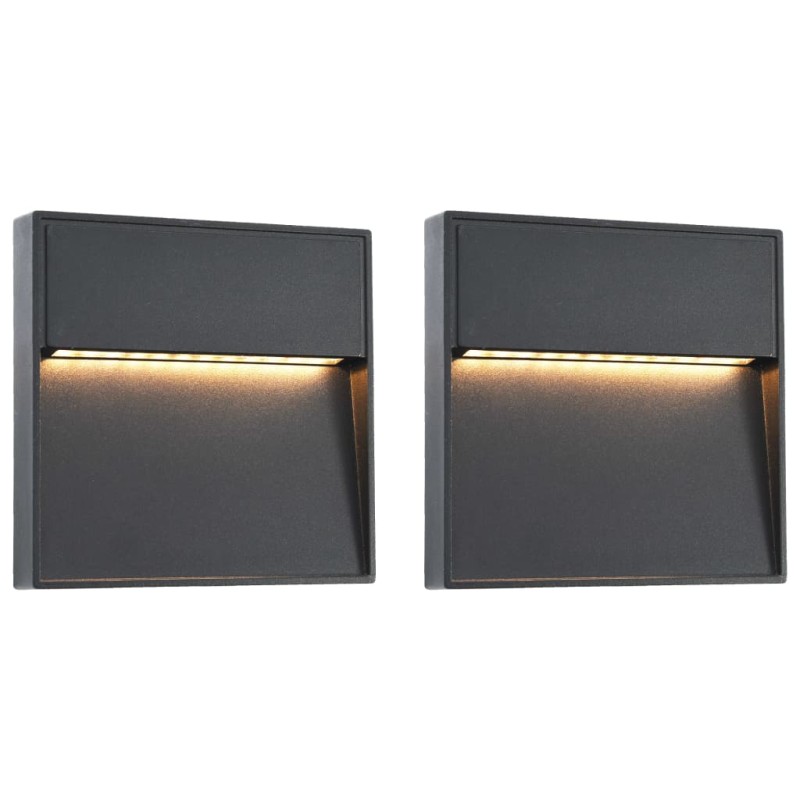Außenwandleuchten 2 Stk. LED 3W Schwarz Quadratisch Außenwandleuchten 2 Stk. LED 3W Schwarz Quadratisch