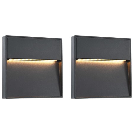 Außenwandleuchten 2 Stk. LED 3W Schwarz Quadratisch