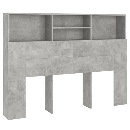 vidaXL Kopfteil mit Ablagen Betongrau 140x19x103,5 cm