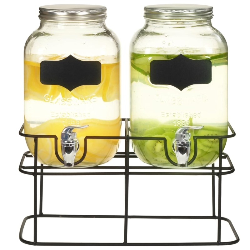 Getränkespender 2 Stk. mit Ständer 2 x 4 L Glas Getränkespender 2 Stk. mit Ständer 2 x 4 L Glas