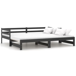 vidaXL Ausziehbares Tagesbett Schwarz Massivholz Kiefer 2x(90x200) cm
