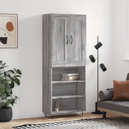 Highboard Grau Sonoma 69,5x34x180 cm Holzwerkstoff