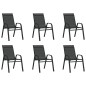 Stapelbare Gartenstühle 6 Stk. Schwarz Textilene Stapelbare Gartenstühle 6 Stk. Schwarz Textilene