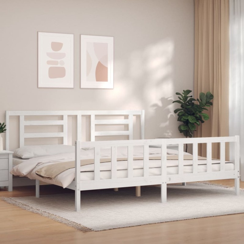 vidaXL Massivholzbett ohne Matratze Weiß 200x200 cm Kiefernholz vidaXL Massivholzbett ohne Matratze Weiß 200x200 cm Kiefernholz