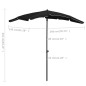 Sonnenschirm mit Mast 200x130 cm Schwarz Sonnenschirm mit Mast 200x130 cm Schwarz