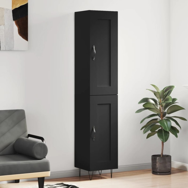 Highboard Schwarz 34,5x34x180 cm Holzwerkstoff Highboard Schwarz 34,5x34x180 cm Holzwerkstoff
