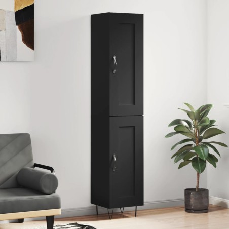 Highboard Schwarz 34,5x34x180 cm Holzwerkstoff