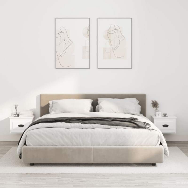 Wand-Nachttische 2 Stk. Hochglanz-Weiß 41,5x36x28 cm Wand-Nachttische 2 Stk. Hochglanz-Weiß 41,5x36x28 cm