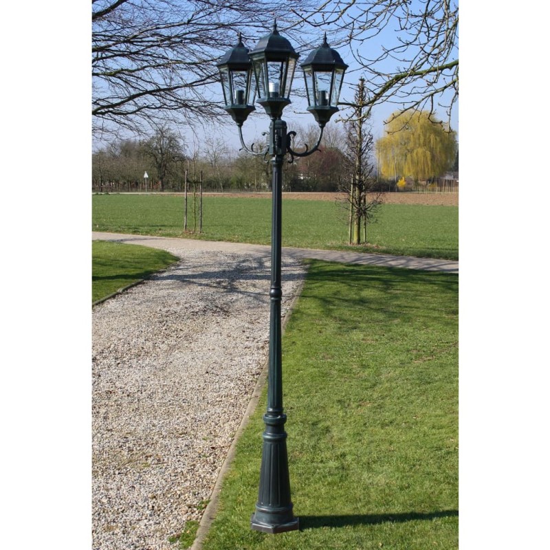 vidaXL Gartenlaterne 3-flammig 230 cm Dunkelgrün/Schwarz Aluminium vidaXL Gartenlaterne 3-flammig 230 cm Dunkelgrün/Schwarz Aluminium