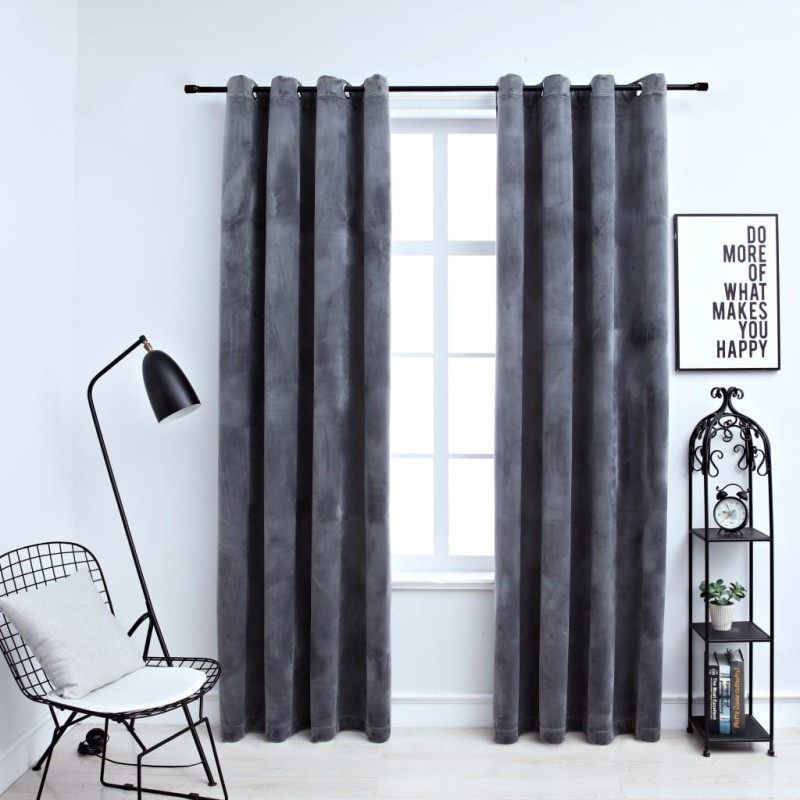 Verdunkelungsvorhänge mit Ösen 2 Stk. Samt Anthrazit 140x225 cm Verdunkelungsvorhänge mit Ösen 2 Stk. Samt Anthrazit 140x225 cm