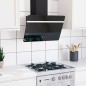 Dunstabzugshaube 60 cm Stahl und Hartglas Schwarz Dunstabzugshaube 60 cm Stahl und Hartglas Schwarz
