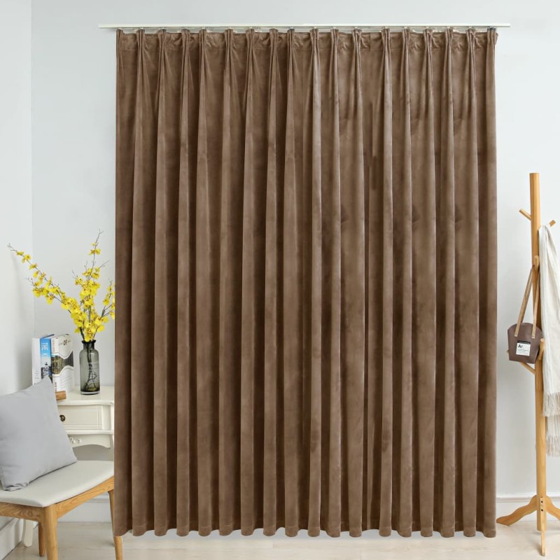 Verdunkelungsvorhang mit Haken Samt Beige 290 x 245 cm Verdunkelungsvorhang mit Haken Samt Beige 290 x 245 cm