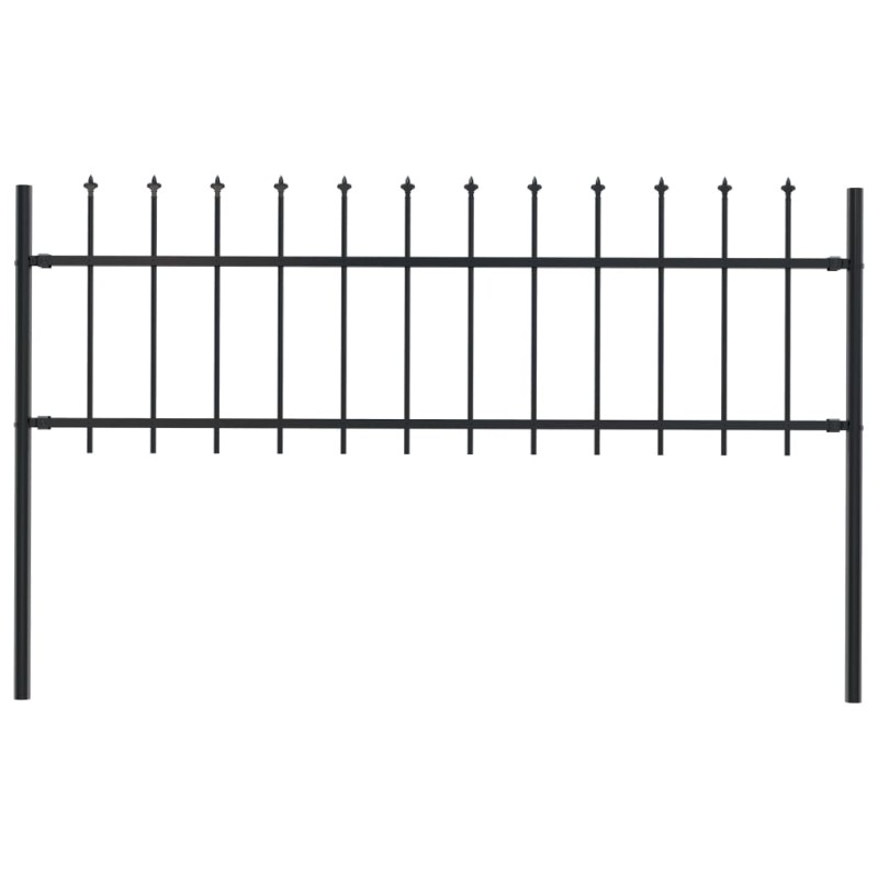 Gartenzaun mit Speerspitzen Stahl 1,7 x 0,6 m Schwarz Gartenzaun mit Speerspitzen Stahl 1,7 x 0,6 m Schwarz