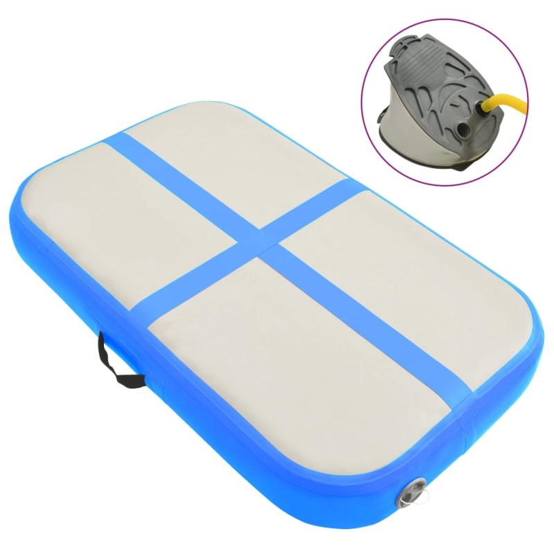 Aufblasbare Gymnastikmatte mit Pumpe 60x100x10 cm PVC Blau Aufblasbare Gymnastikmatte mit Pumpe 60x100x10 cm PVC Blau