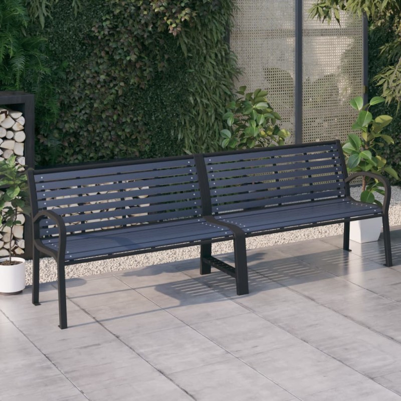 Doppel-Gartenbank 251 cm Stahl und WPC Schwarz Doppel-Gartenbank 251 cm Stahl und WPC Schwarz