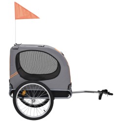 vidaXL Fahrradanhänger für Hunde Orange und Grau