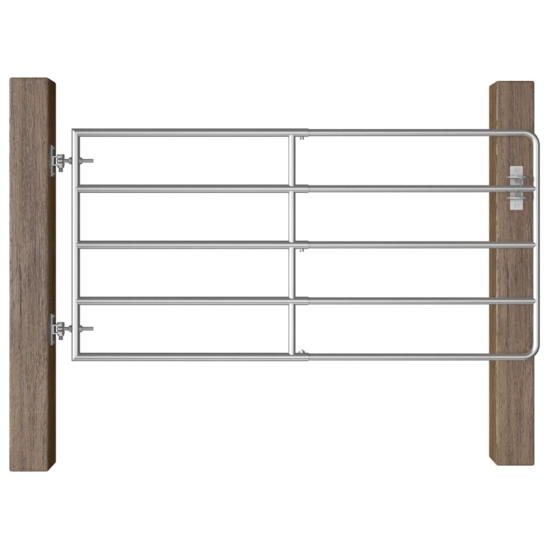 vidaXL 5-Rohr-Weidetor Stahl (95-170)×90 cm Silbern vidaXL 5-Rohr-Weidetor Stahl (95-170)×90 cm Silbern