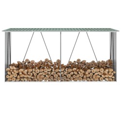 Brennholzlager Verzinkter Stahl 330x84x152 cm Grün