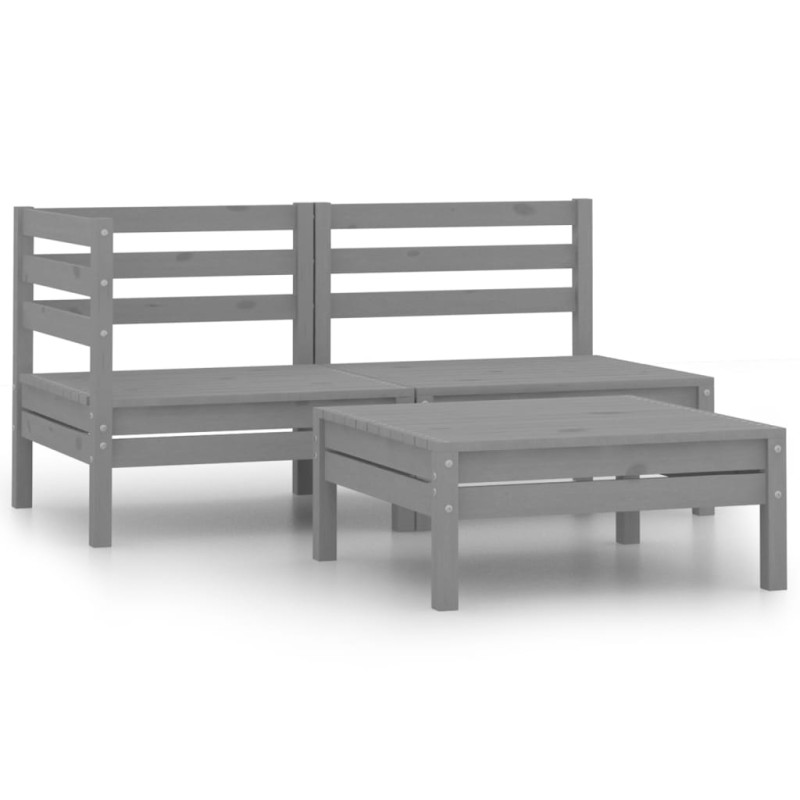 vidaXL 3-tlg. Garten-Lounge-Set Massivholz Kiefer Grau vidaXL 3-tlg. Garten-Lounge-Set Massivholz Kiefer Grau