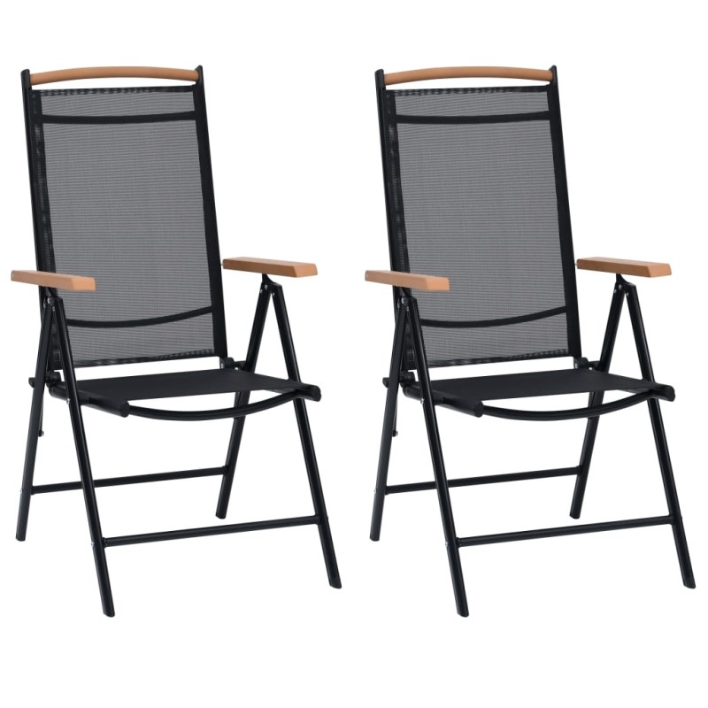 Gartenstühle Klappbar 2 Stk. Aluminium und Textilene Schwarz Gartenstühle Klappbar 2 Stk. Aluminium und Textilene Schwarz