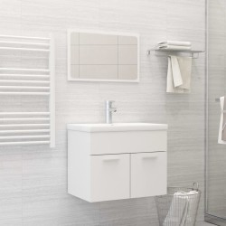 vidaXL 2-tlg. Badmöbel-Set Weiß Holzwerkstoff