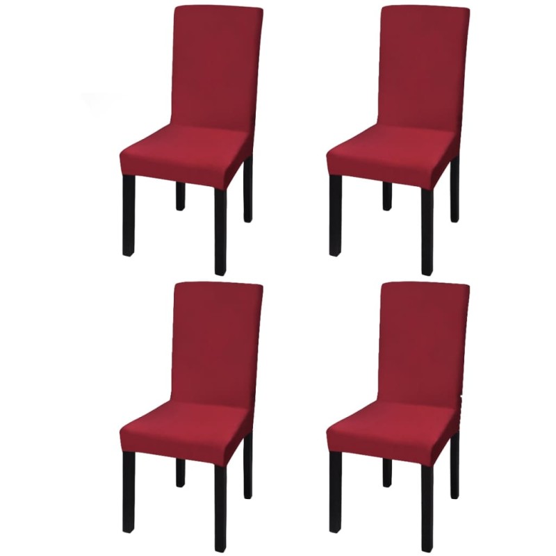 Stretch-Stuhlhussen Gerade 4 Stk. Bordeaux Stretch-Stuhlhussen Gerade 4 Stk. Bordeaux